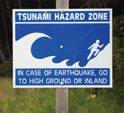 Panneau : Zone à risque de tsunami