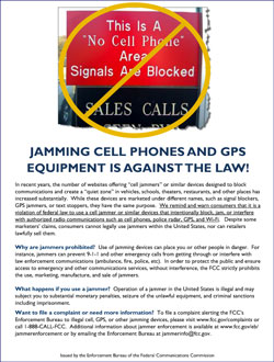 What are the laws relating to using equipment to purposefully interfere with cell phone signals?
