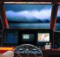 View from the bridge of a ship equipped with GPS navigation
