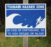 Tsunami Hazard Zone sign