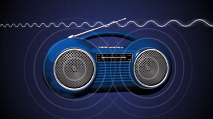 Radio with radio waves and sound waves