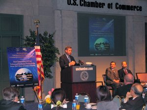 Deputy Secretary of Commerce David Sampson at podium