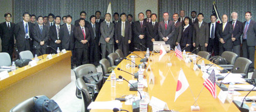 Japanese and U.S. delegations at the plenary meeting