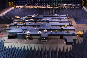 Anechoic chamber with equipment being tested